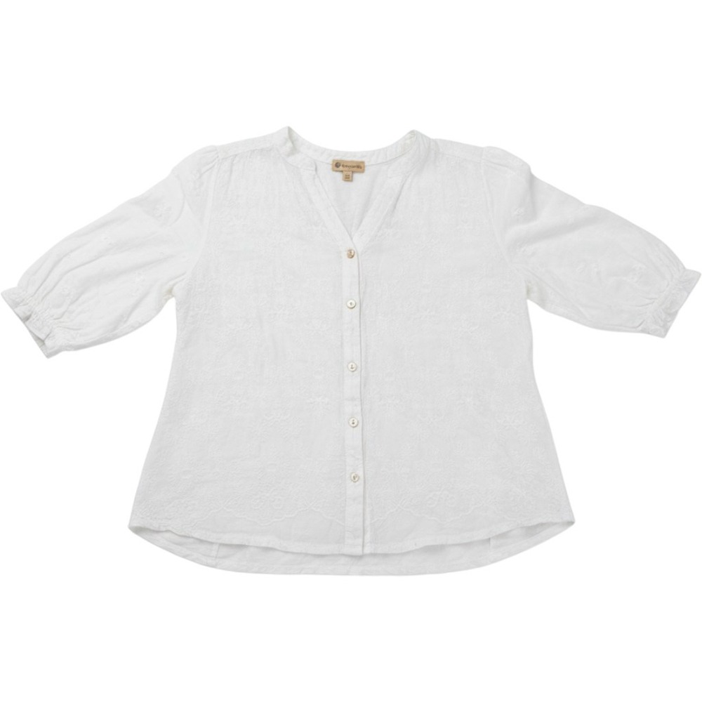 Democracy Womens White Embroidered Button Front Puff Sleeve Blouse B7474MATX L
